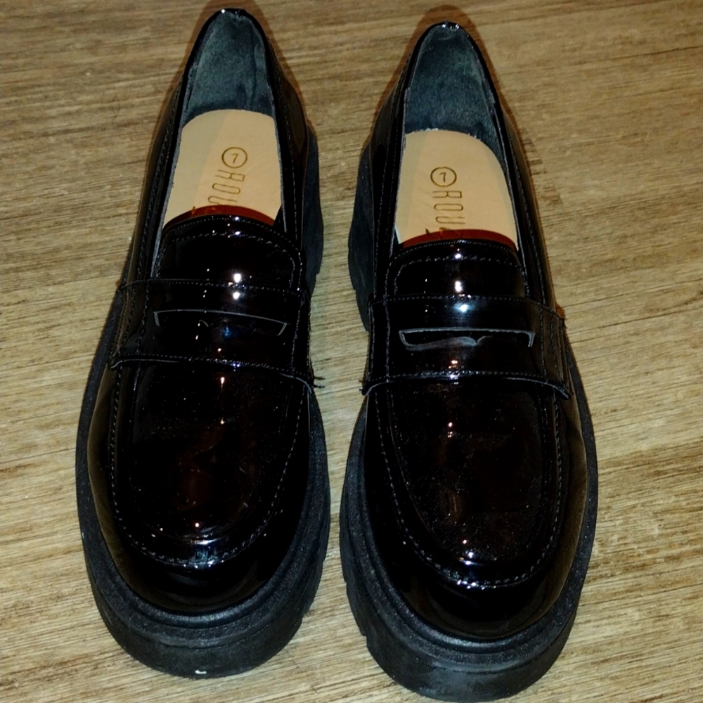 And leather platform loafers
